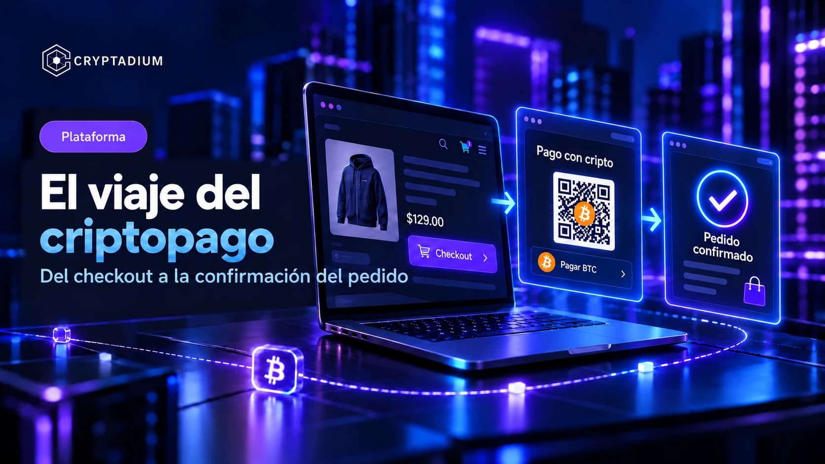El viaje del criptopago: del checkout a la confirmación del pedido — Cryptadium